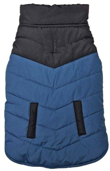 Image of Fashion Pet Reversible Color Block Puffer Dog Jacket Blue