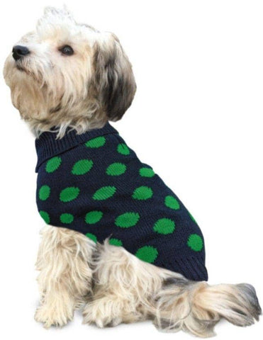 Image of Fashion Pet Contrast Dot Dog Sweater Green