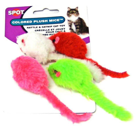 Image of Spot Colored Plush Mice Cat Toys