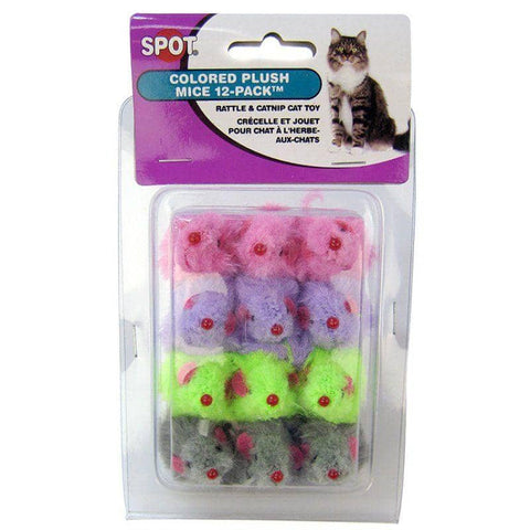 Image of Spot Colored Fur Mice Cat Toys