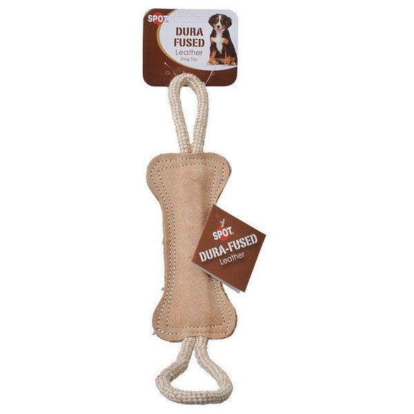 Image of Spot Dura-Fused Leather Bone Tug Dog Toy