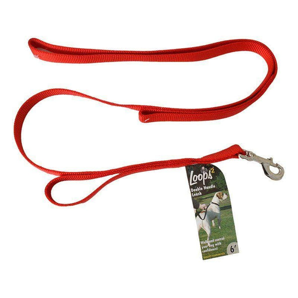 Image of Loops 2 Double Nylon Handle Leash - Red