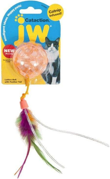 Image of JW Pet Cataction Catnip Infused Lattice Ball Cat Toy With Tail
