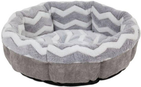 Image of Precision Pet Snoozz ZigZag Round Pet Bed Gray And White 