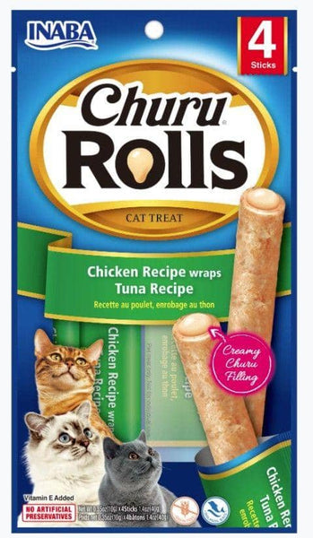 Image of Inaba Churu Rolls Cat Treat Chicken Recipe wraps Tuna Recipe