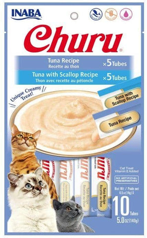 Image of Inaba Churu Tuna and Tuna with Scallop Recipe Variety Creamy Cat Treat