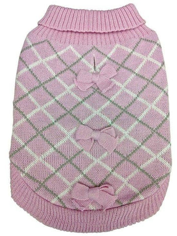 Image of Fashion Pet Pretty in Plaid Dog Sweater Pink