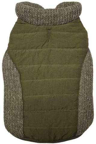 Image of Fashion Pet Sweater Trim Puffy Dog Coat Olive