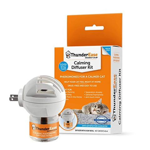 ThunderEase Cat Calming Pheromone Diffuser Kit amazon, anxiety, calming, cat, diffuser, drug-free, kit, pheromones, thunderease Pets Go Here, petsgohere