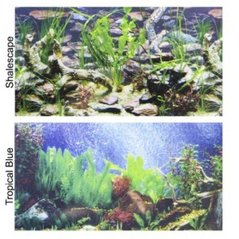Image of Penn Plax Double-Back Aquarium Background - Tropical Blue / Shalescape