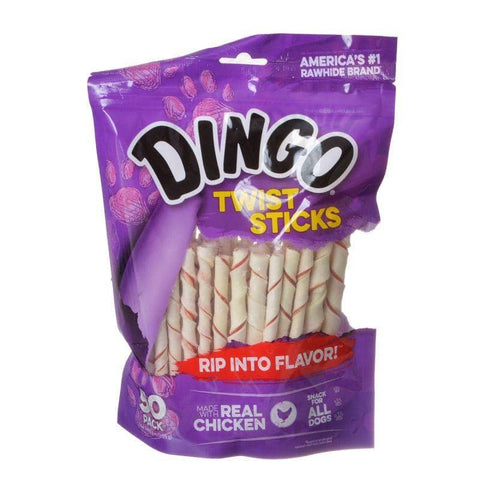 Image of Dingo Twist Sticks Chicken in the Middle Rawhide Chews (No China Sourced Ingredients)