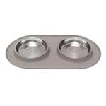 Messy Mutts Cat Double Feeder Silicone Grey