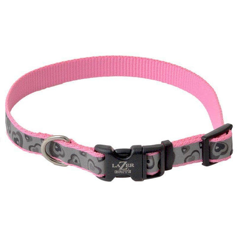 Image of Lazer Brite Pink Hearts Reflective Adjustable Dog Collar