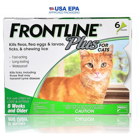Frontline Plus for Cats-CAT-Merial-6 Month-Pets Go Here 12 month, 6 month, adult, best seller, flea, frontline, lice, merial, over 9 lb, pet meds, tick Pets Go Here, petsgohere