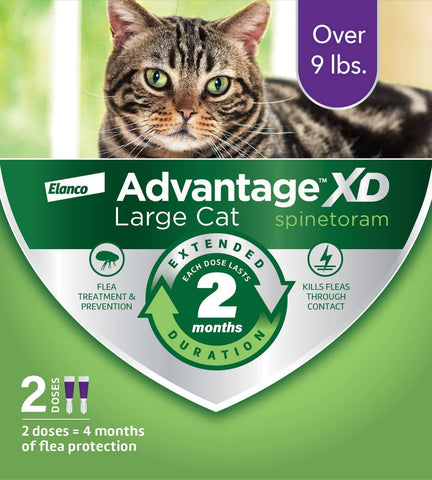 Advantage XD Long-Lasting Flea Prevention & Treatment for Large Cats (Over 9 lbs), 2 Doses (4-Month Coverage)