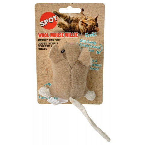 Image of Spot Wool Mouse Willie Catnip Toy - Assorted Colors