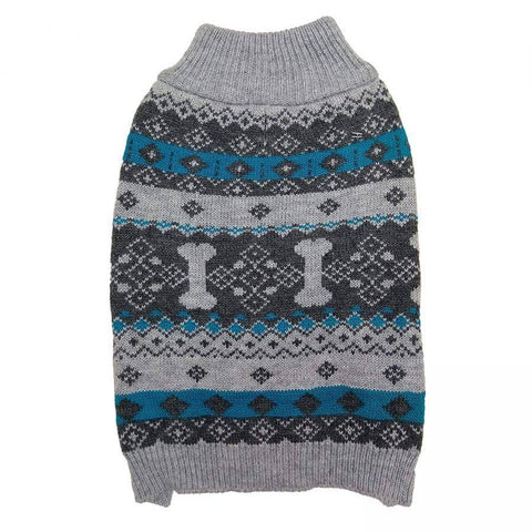 Image of Fashion Pet Nordic Knit Dog Sweater - Gray