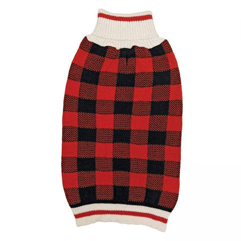 Image of Fashion Pet Plaid Dog Sweater - Red