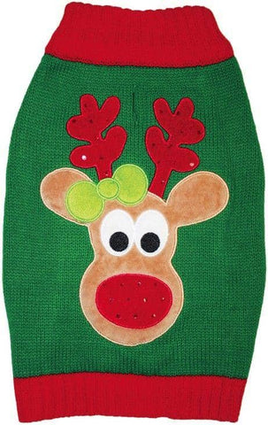 Image of Fashion Pet Green Reindeer Dog Sweater