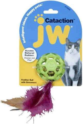 Image of JW Pet Cataction Feather Ball Toy With Bell Interactive Cat Toy 
