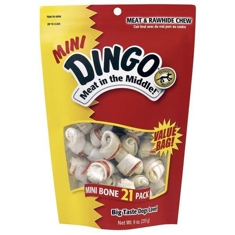 Dingo Rawhide Bone Mini WHITE 2.5" 21 PACK-DOG-Dingo-Pets Go Here dingo, jerky, rawhide, treat, white Pets Go Here, petsgohere