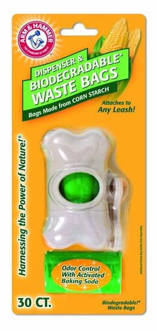 Arm & Hammer Bone Dispenser & Disposable Corn Starch Waste Bags White, Green 1ea/One Size, 30 ct